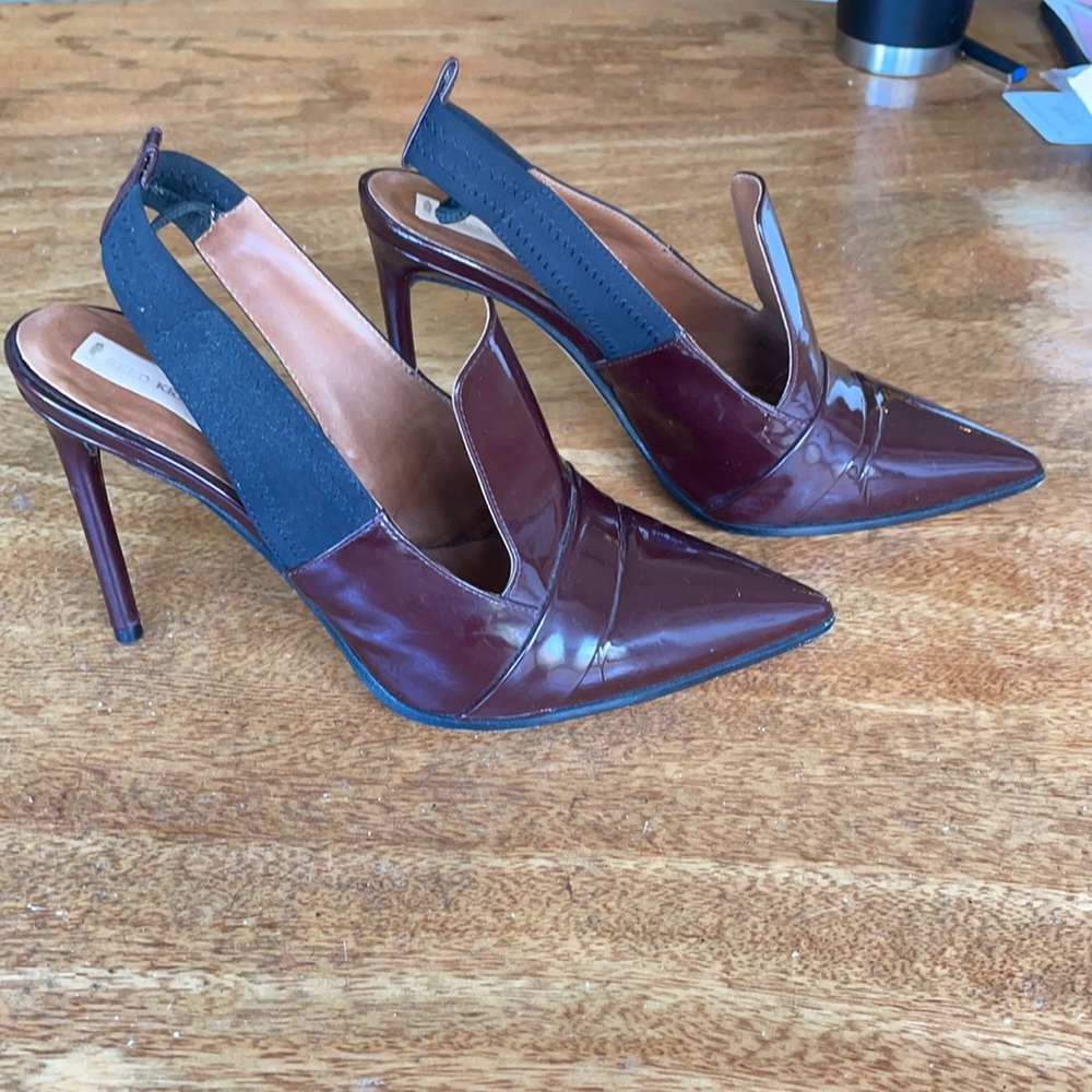Reed Krakoff Maroon patent slingback pump